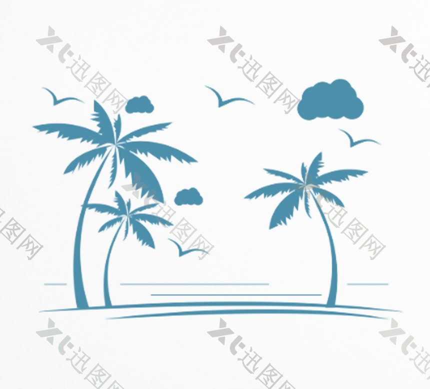 海边椰子树剪影