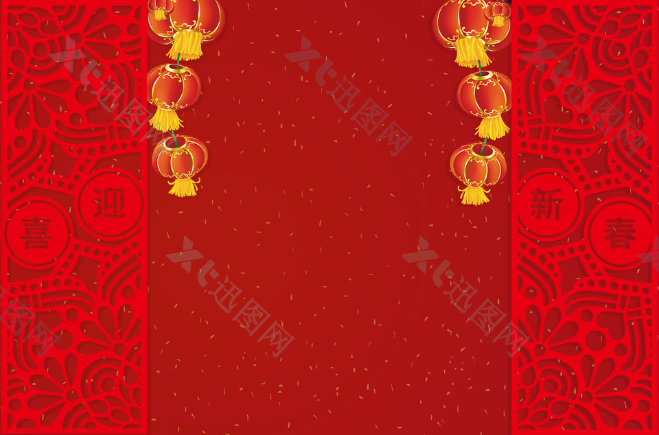 红色新春影楼背景设计