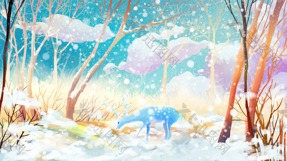 传统节气大雪节日插画图片下载