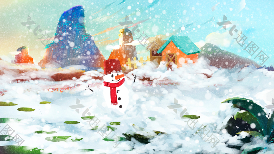 中国节气大雪节日插画设计