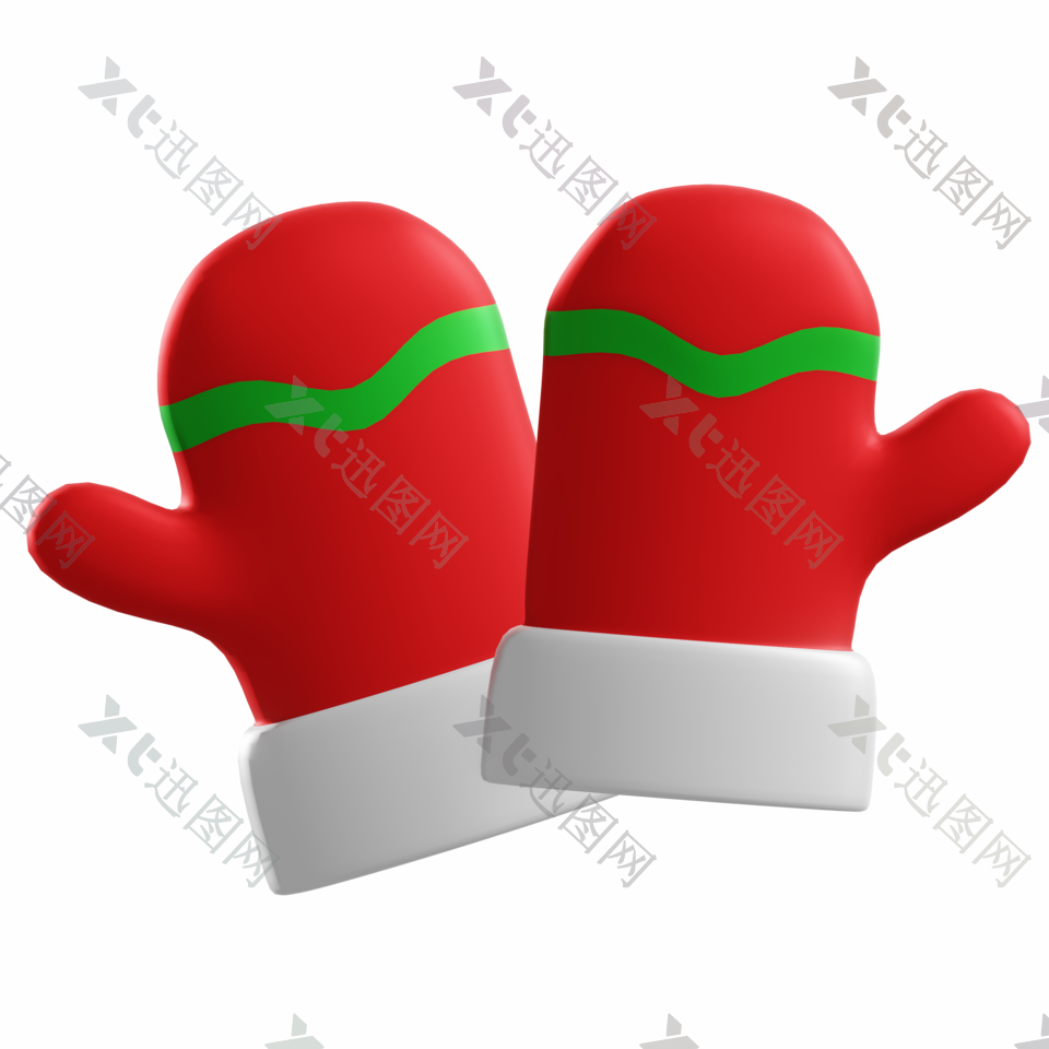 圣诞节红色手套免抠素材下载