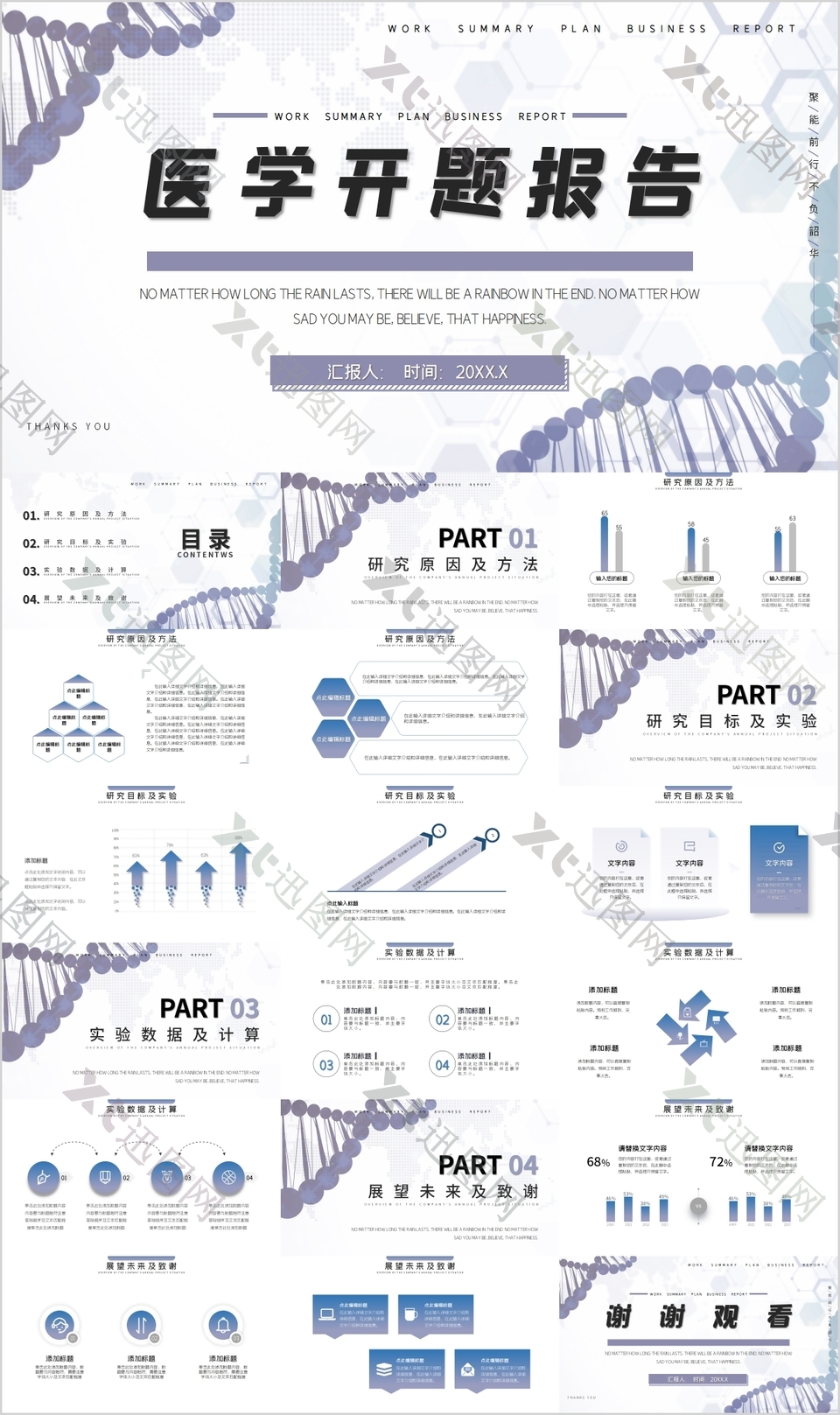 简约医学专业开题报告学术报告PPT模板