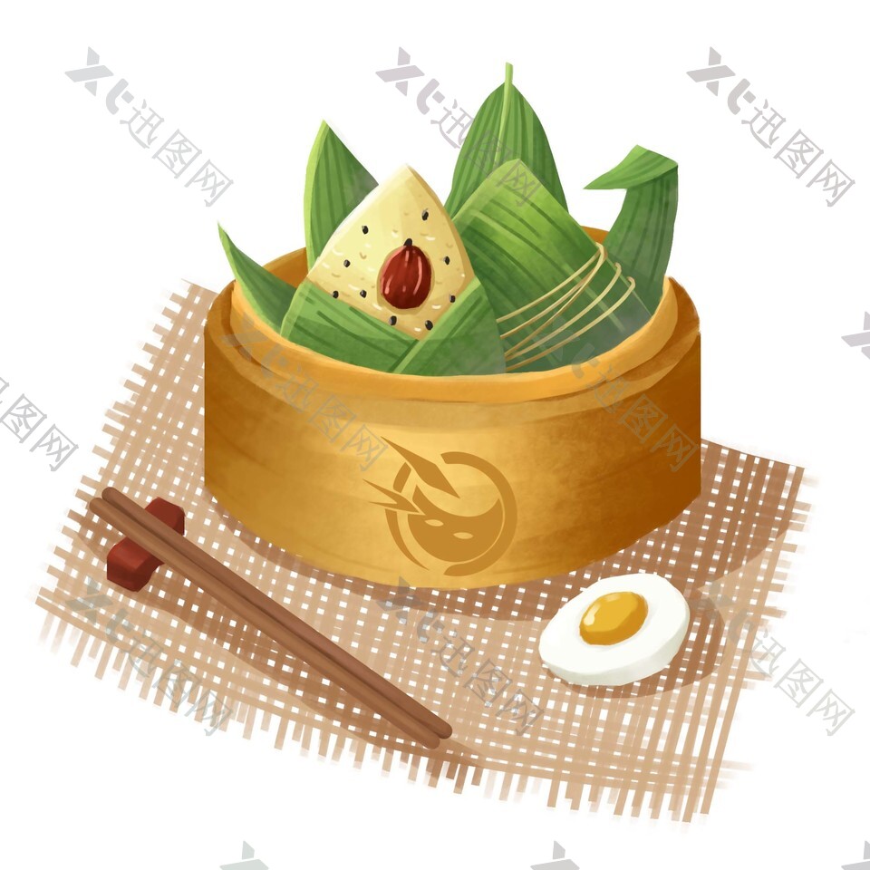 传统端午习俗吃粽子卡通食物图片