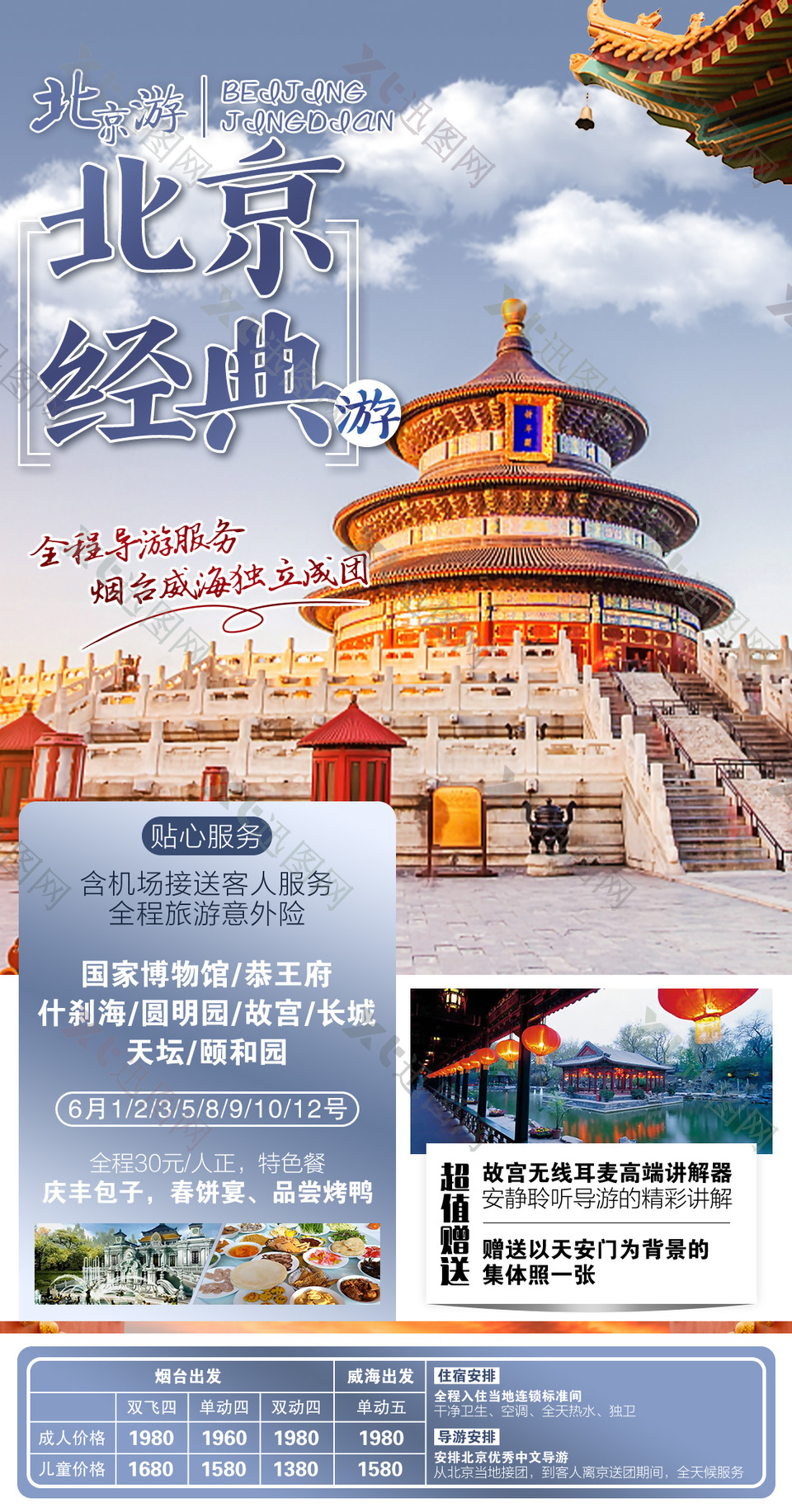 经典北京旅行路线海报
