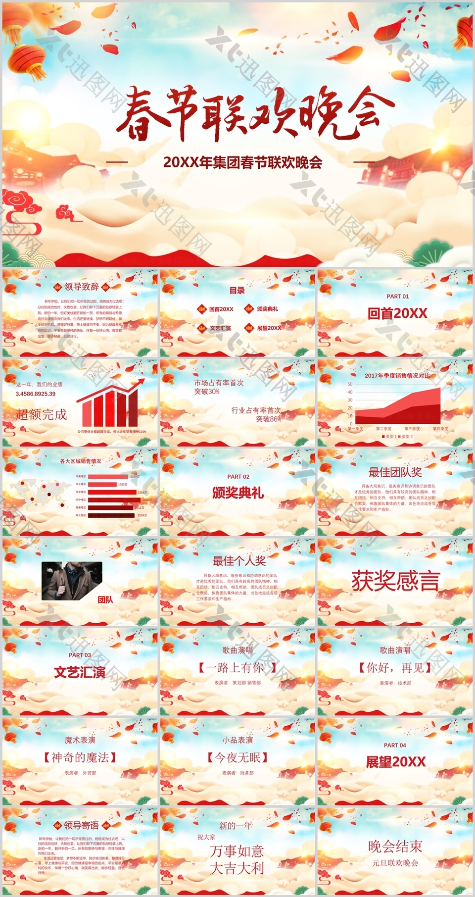 国潮风春节联欢晚会活动策划PPT模板