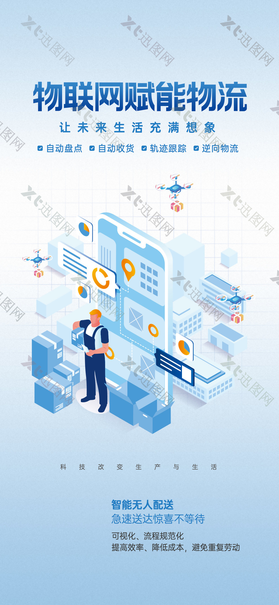 物联网赋能物流简约科技海报下载