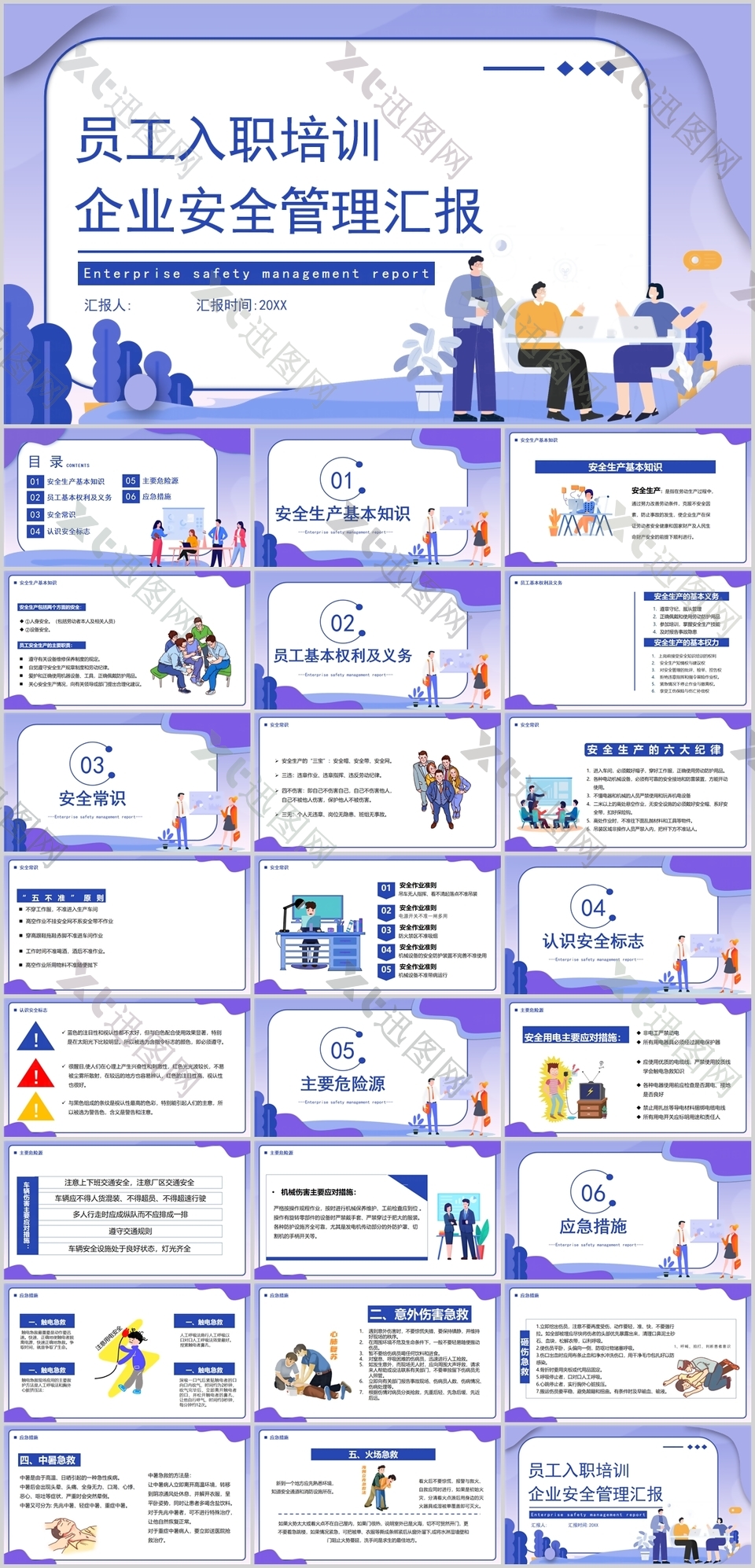 商务风员工入职培训安全管理汇报PPT模板