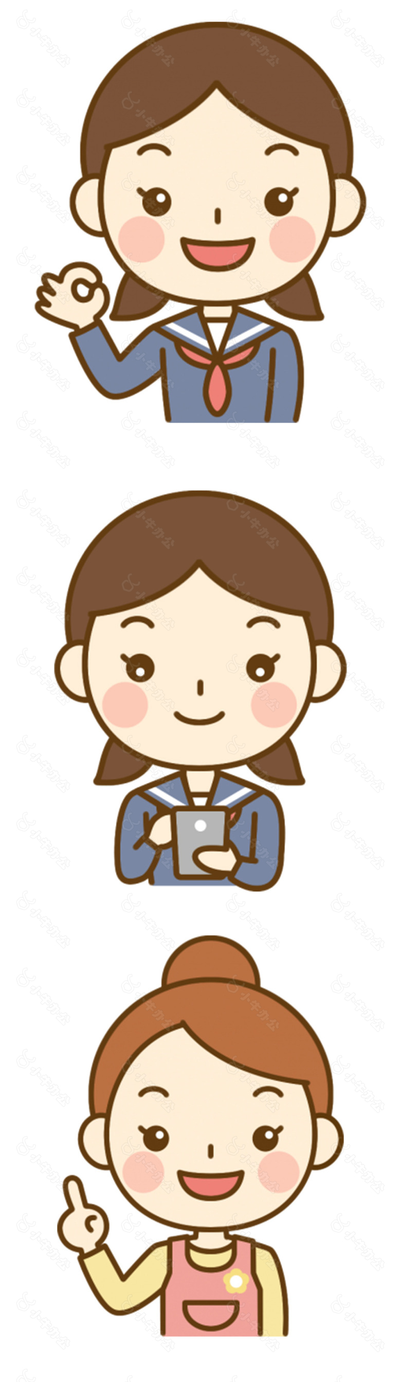 卡通可爱扁平化人物表情图宣传设计矢量素材