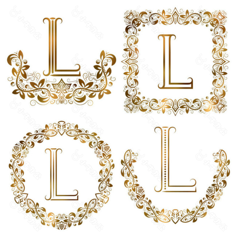 L花纹英文字母组合图片