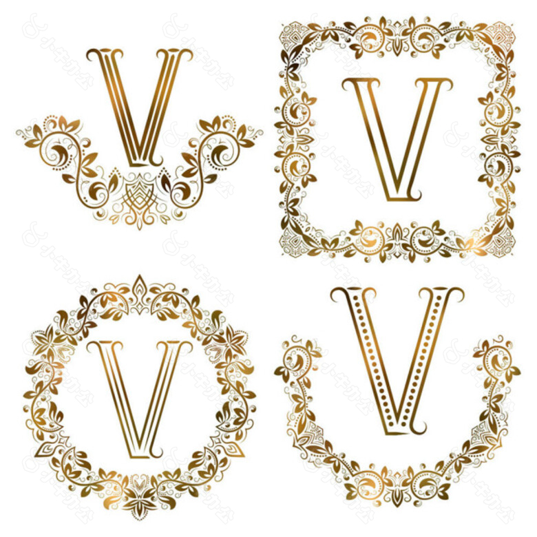 V花纹字母组合图片