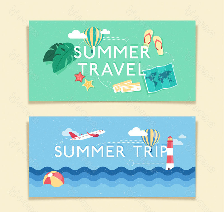 2款夏季旅游banner设计矢量