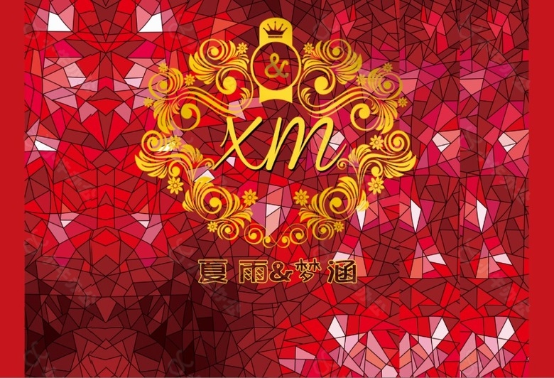 红色巴洛克婚礼背景