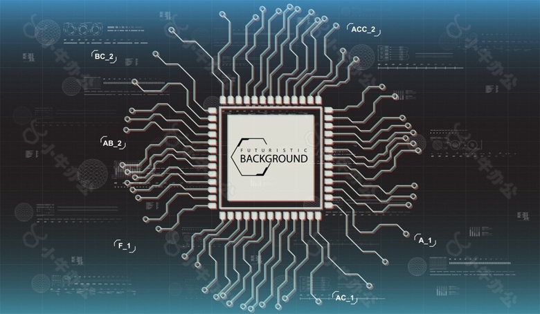 科技芯片形数据图表矢量设计素材