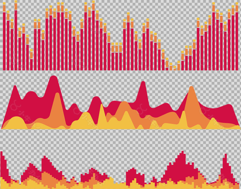红色声波图案免抠png透明图层素材