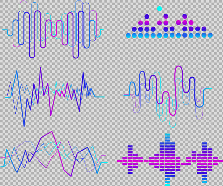 抽象彩色声波图案免抠png透明图层素材
