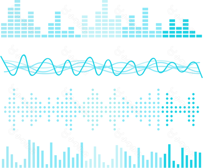 抽象蓝色声波图案免抠png透明图层素材