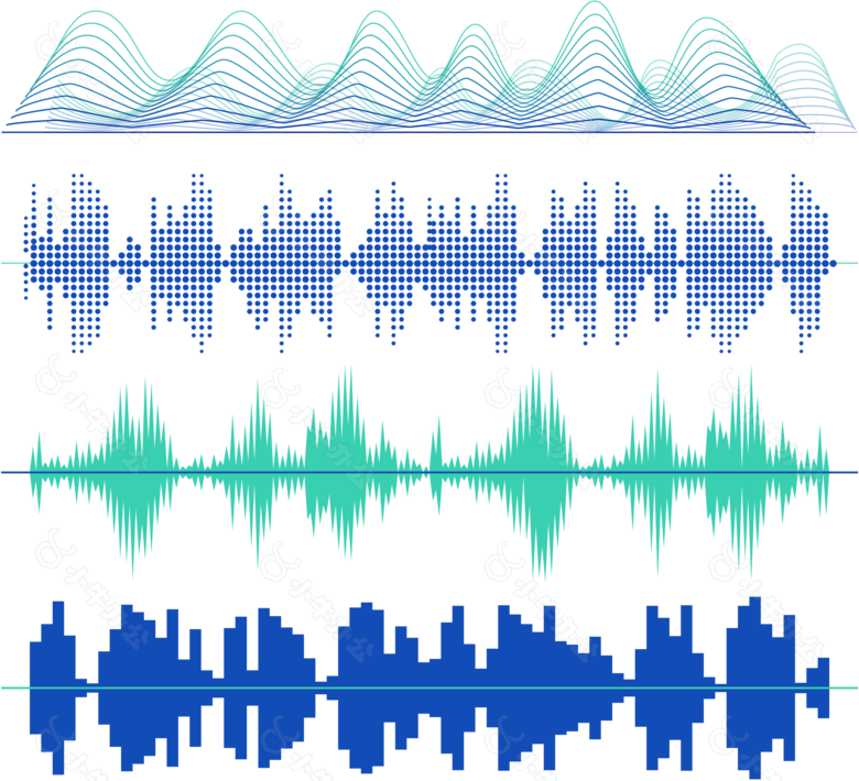 抽象蓝色声波图案免抠png透明图层素材