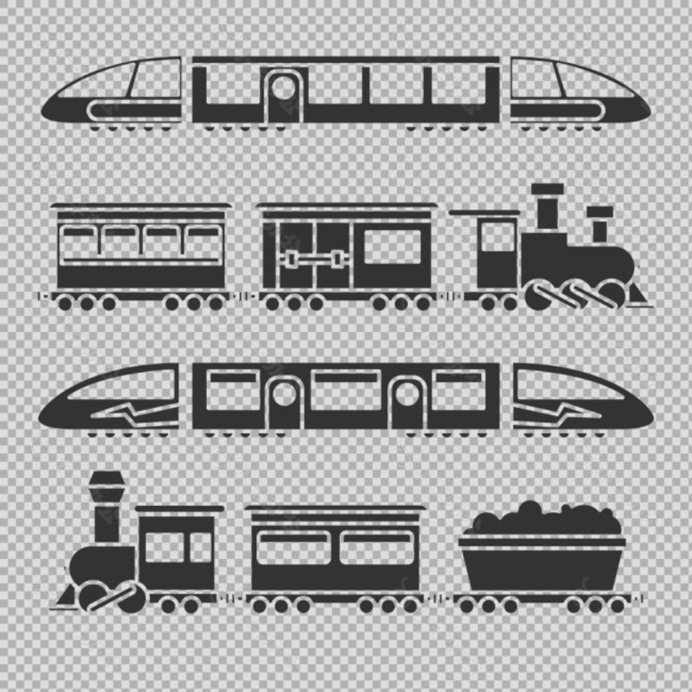 黑色火车插图免抠png透明图层素材