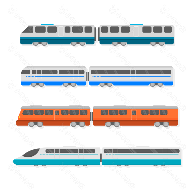 手绘火车高铁插图免抠png透明图层素材