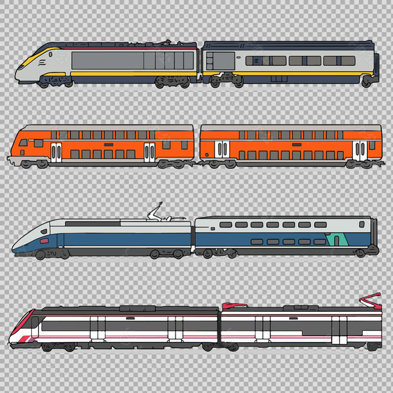 各种火车插图免抠png透明图层素材