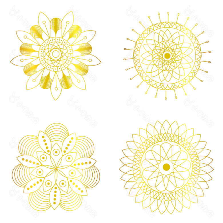 金色曼陀罗花纹免抠png透明图层素材