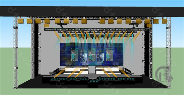 工装舞台展示台SU草图大师skp模型
