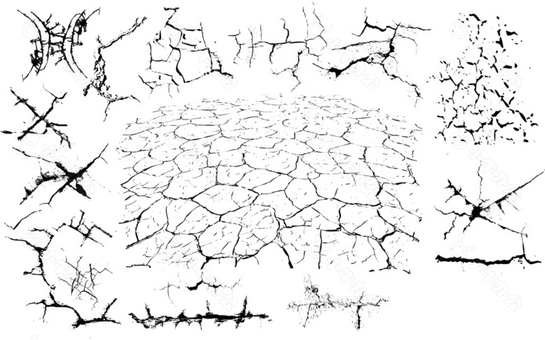 自然黑白裂缝矢量素材
