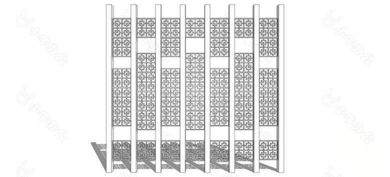简约镂空电视背景墙skp模型