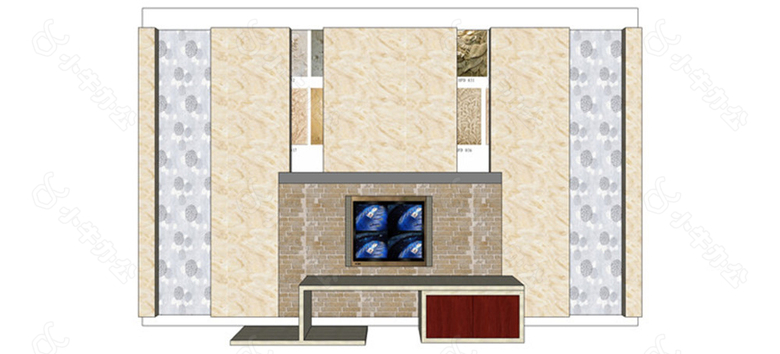 时尚电视背景墙skp模型