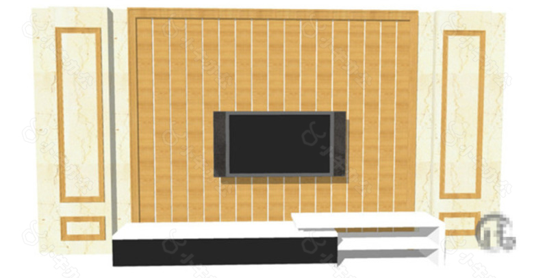 家装电视墙SU草图大师skp模型