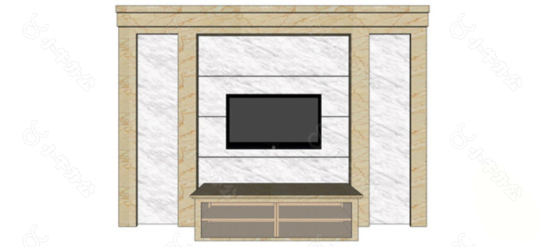简洁现代电视背景墙skp模型