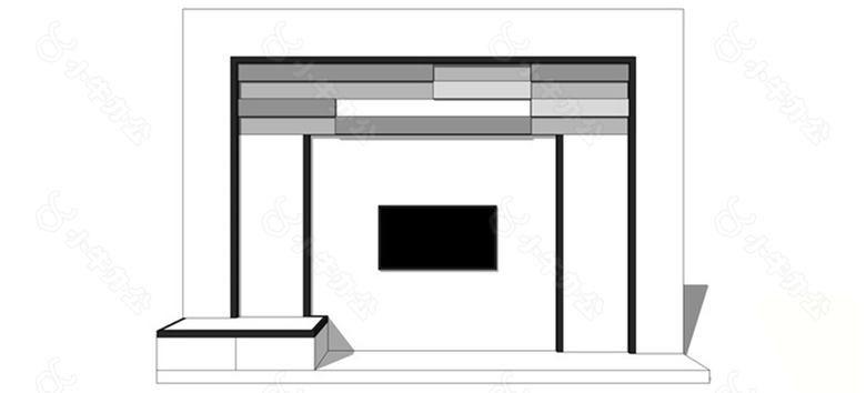 简约电视背景墙SU草图大师skp模型