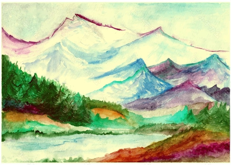 美丽的大山风景插画