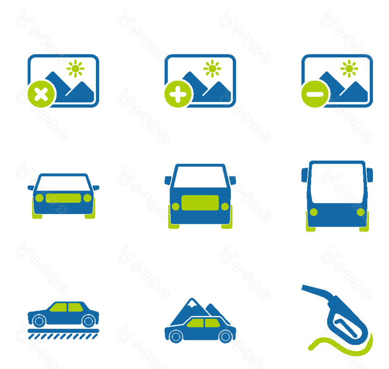 汽车卡通蓝色小图标