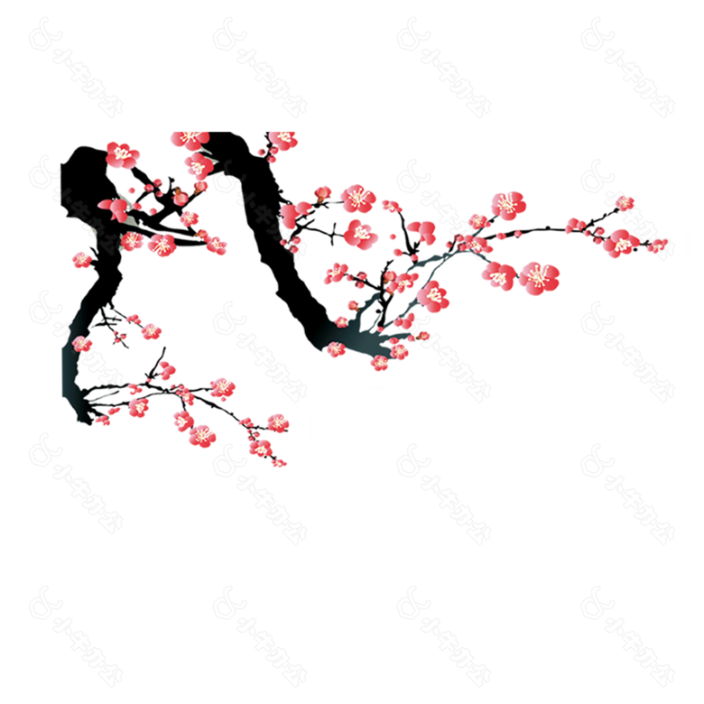 中国风手绘梅花png免扣元素