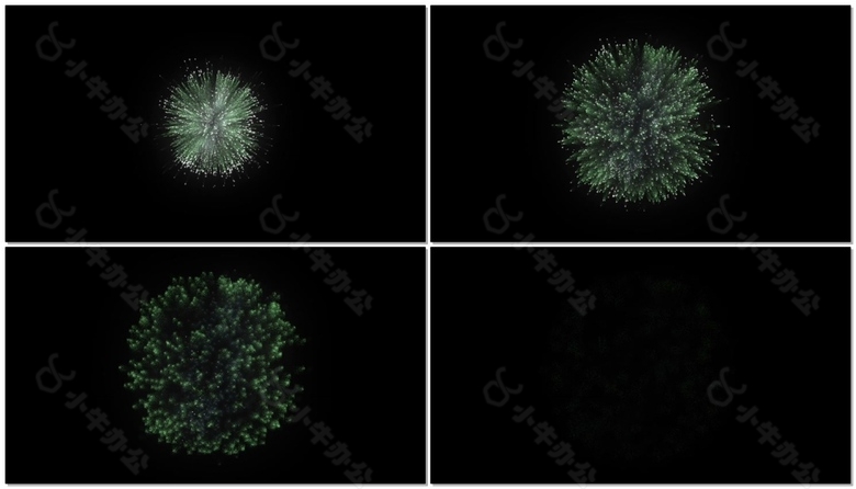 清新绿色高清多彩烟花视频素材