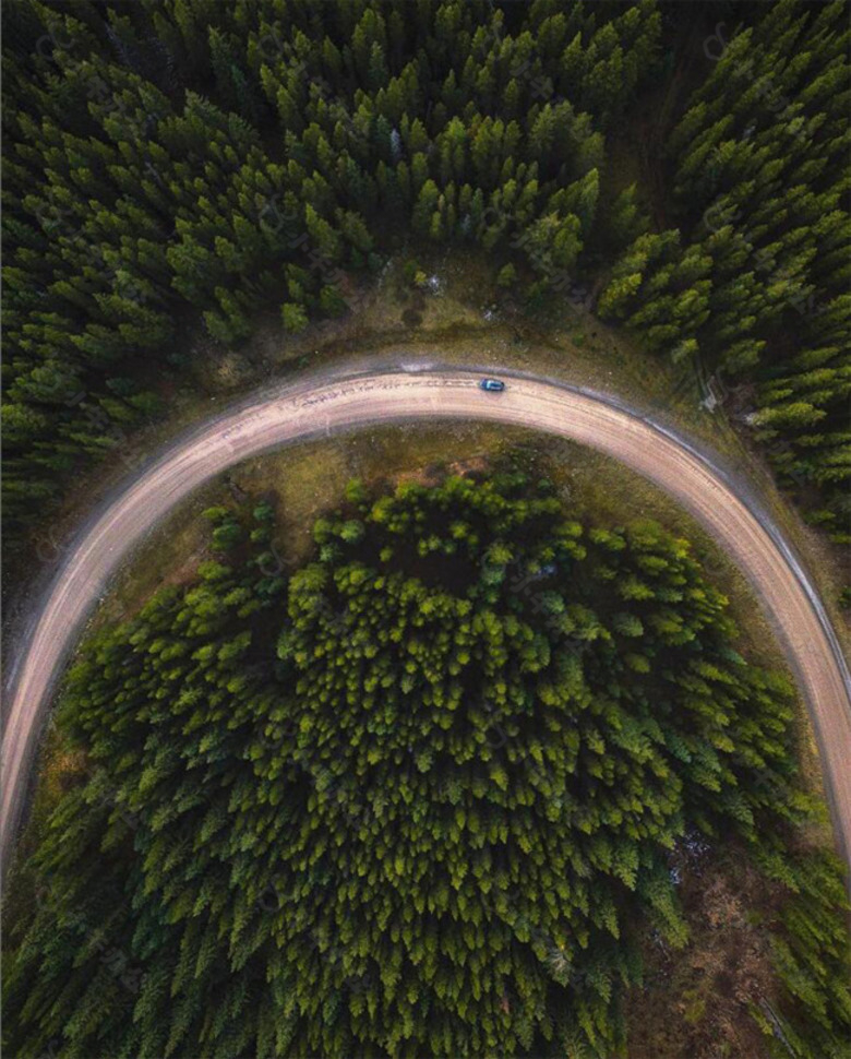 俯视高空圆形道路背景