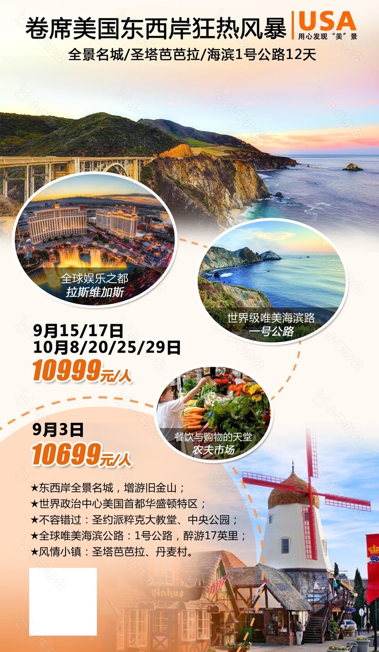 东西岸旅游海报