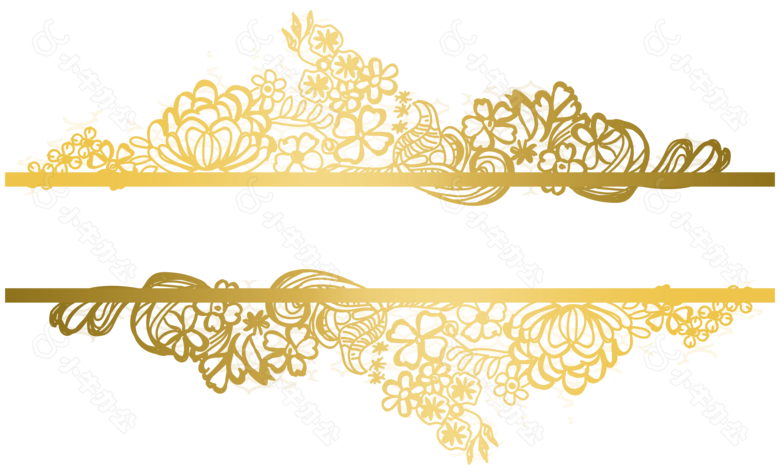 手绘金色花纹元素