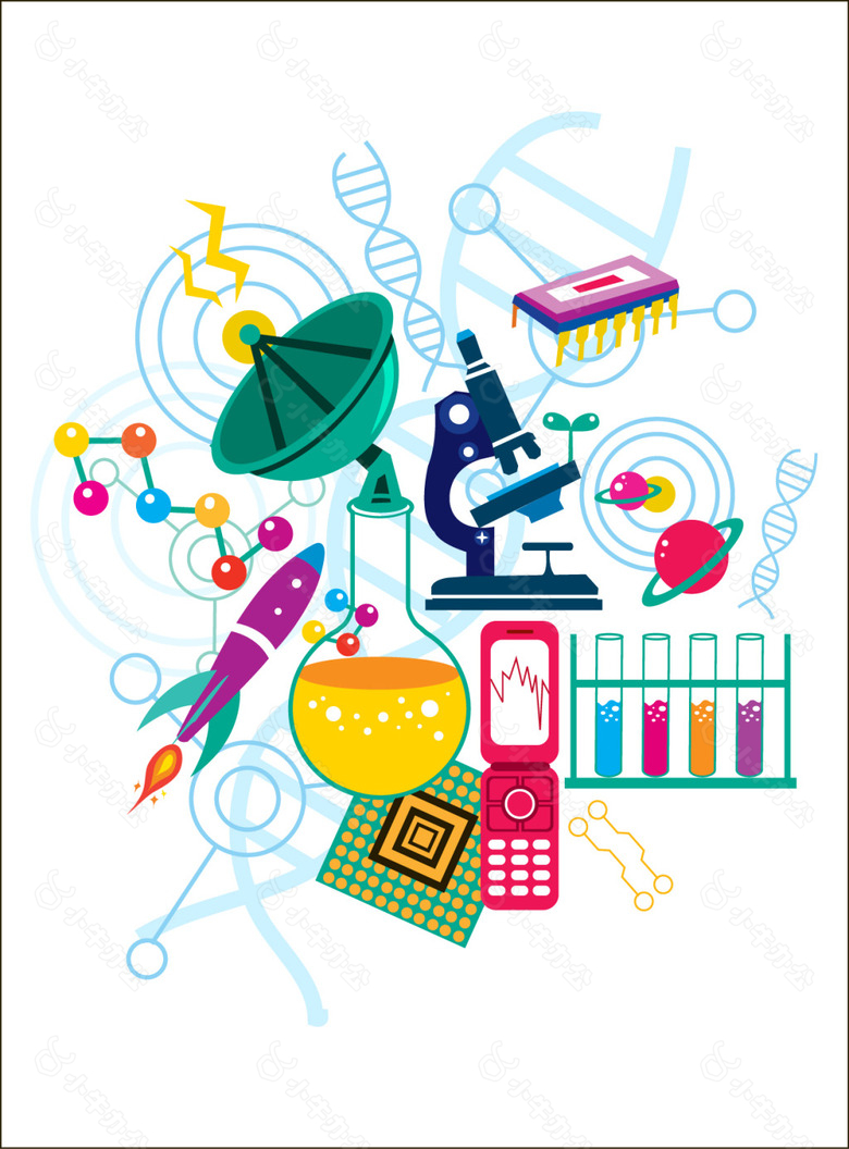 卡通科学实验元素设计