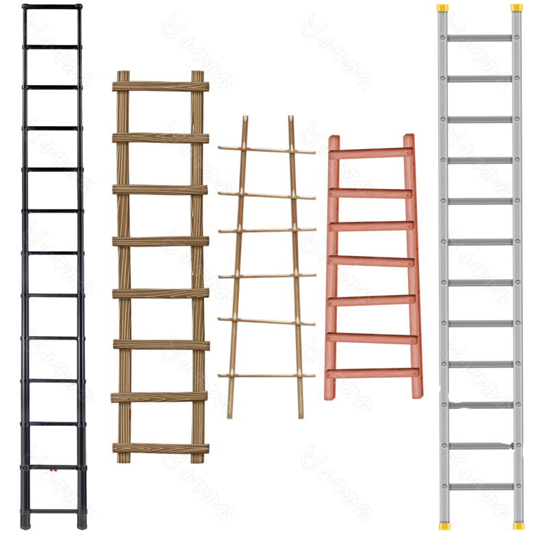 五种梯子免抠png透明图层素材