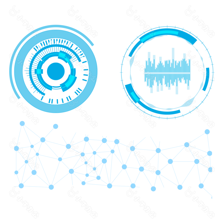 手绘蓝色科技元素