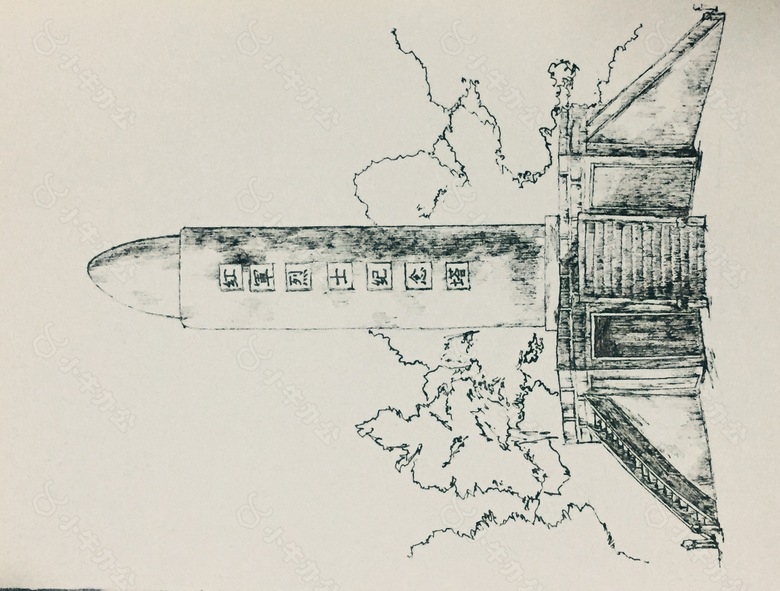 叶坪红军烈士纪念塔手绘图