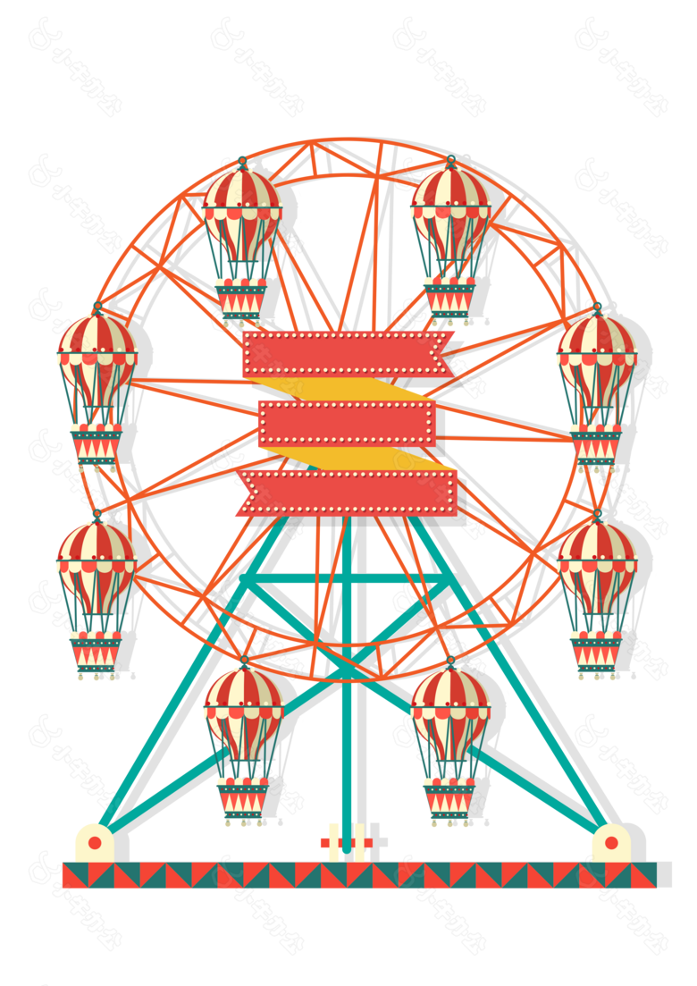 手绘摩天轮线条元素