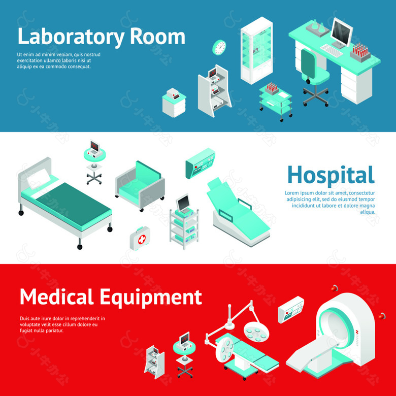 医院扁平化创意场景设计矢量