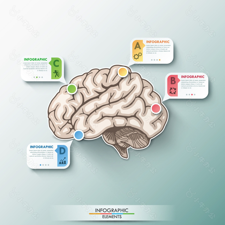 大脑立体数据图表矢量
