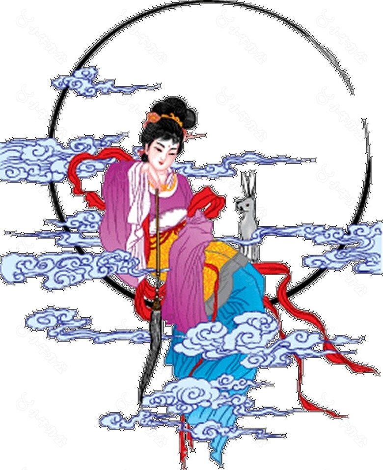 嫦娥奔月祥云元素素材