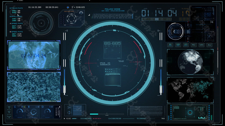 HUD雷达控制系统界面视频素材