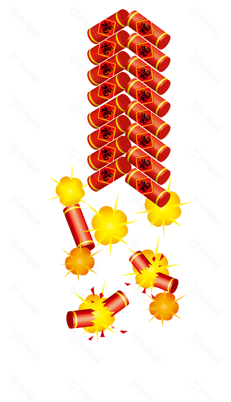 手绘春节鞭炮元素