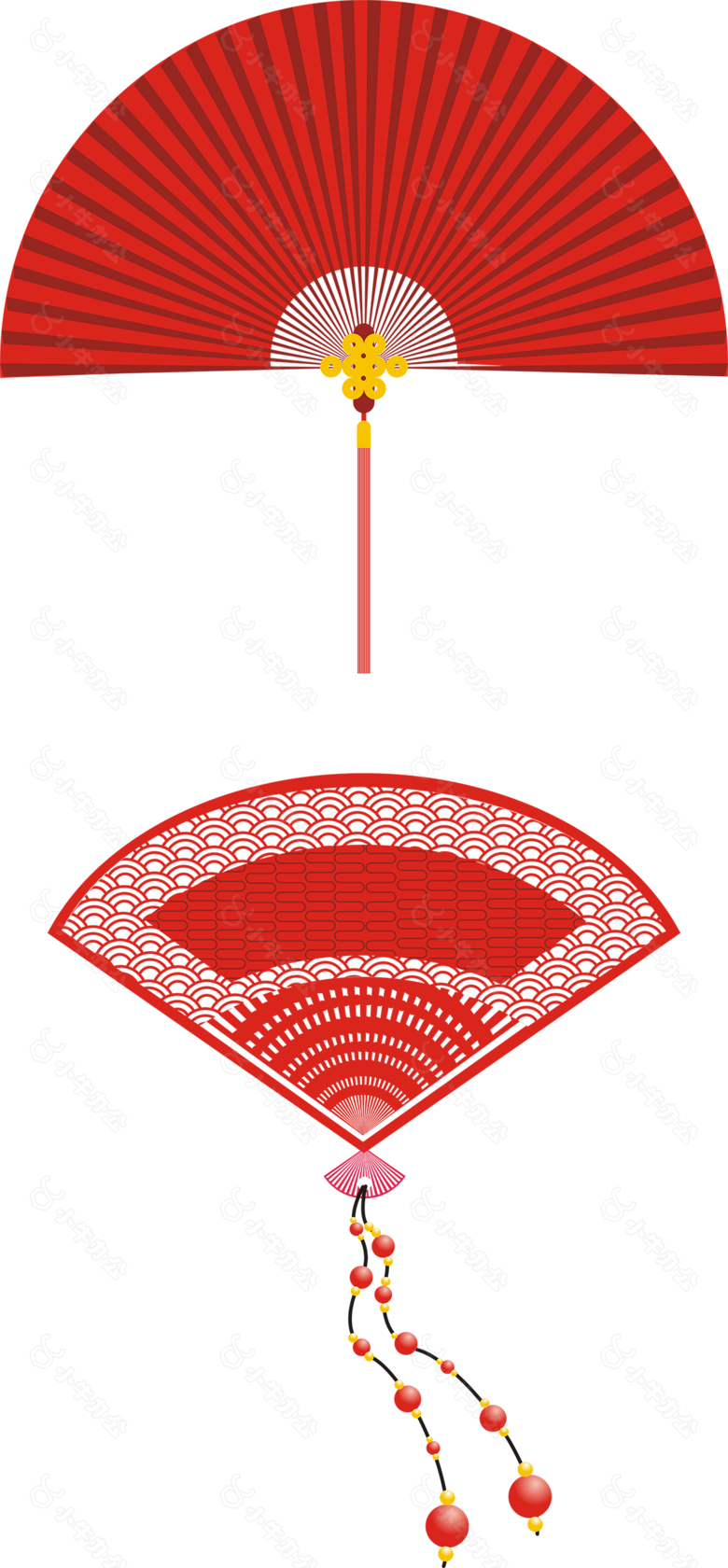 喜庆红色折扇元素